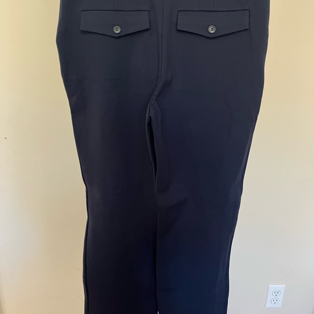 OGL Navy Wide-Leg Trousers with Button-Flap Pockets